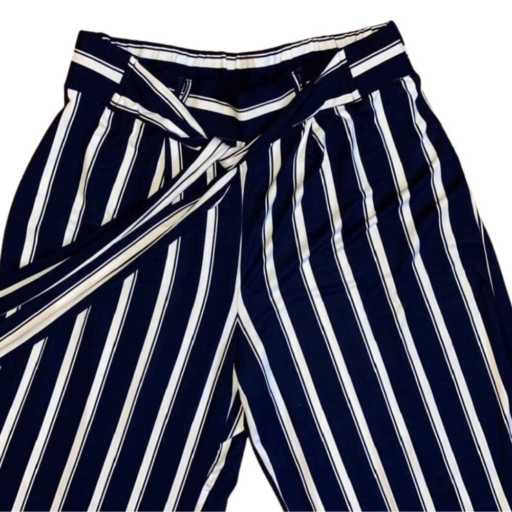 Double Take Wide Leg Nautical Stripe Palazzo Pants Medium - Picture 3 of 6